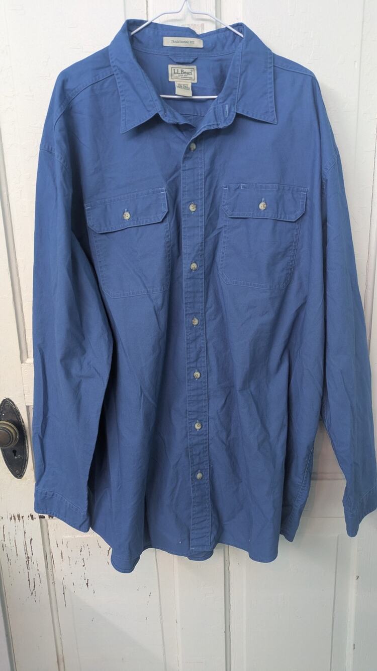 LL Bean Sunwashed Canvas Shirt Mens XXL Tall Traditional Fit 270134 Blue